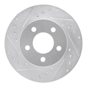 Ford Explorer Brake Rotor (1) - Front Left - R1 Concepts - Drilled & Slotted - Silver - `95-`02